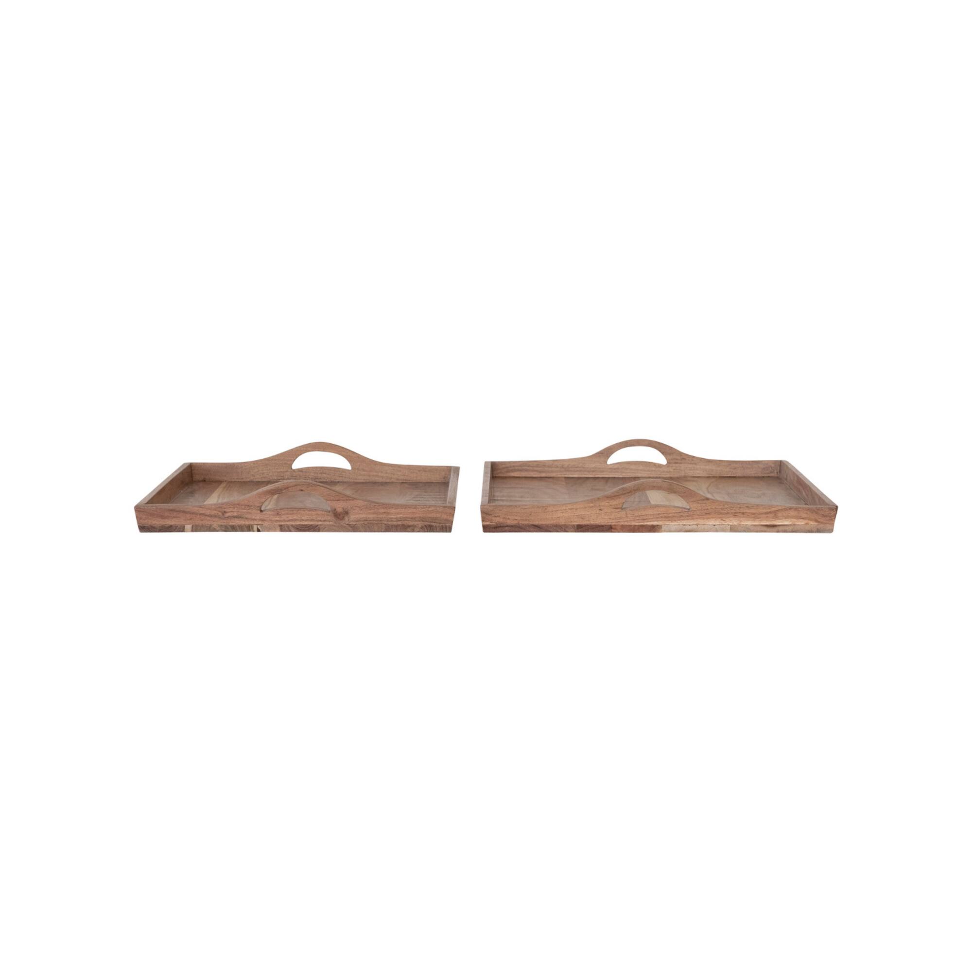 Hello Honey® Natural Square Acacia Wood Handled Stacking Tray Set